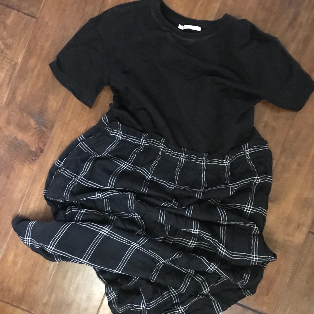Zara T-shirt dress with checked pattern